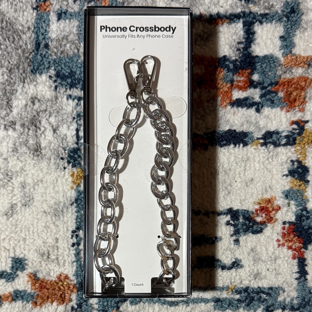 Silver Chain Phone Crossbody Strap Universal Fit NWT OS